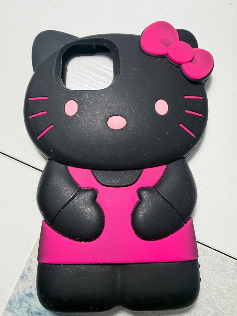 Cute Black & Hot Pink Cat Silicone Phone Case I phone 15 6.1" only